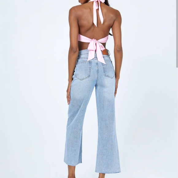 Princess Polly Olbia Wide Leg Distressed Denim Jeans - Picture 2 of 8